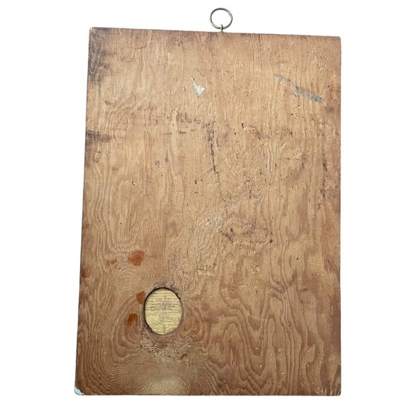 Vintage Hand-Painted Colonial American Folk Wall Art Portrait 1960s Primitive - Picture 2 of 5